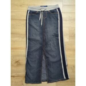 Vintage Y2K Tyte Long Denim Sweatpant Side Stripe Skirt Festival Mall Goth Rave